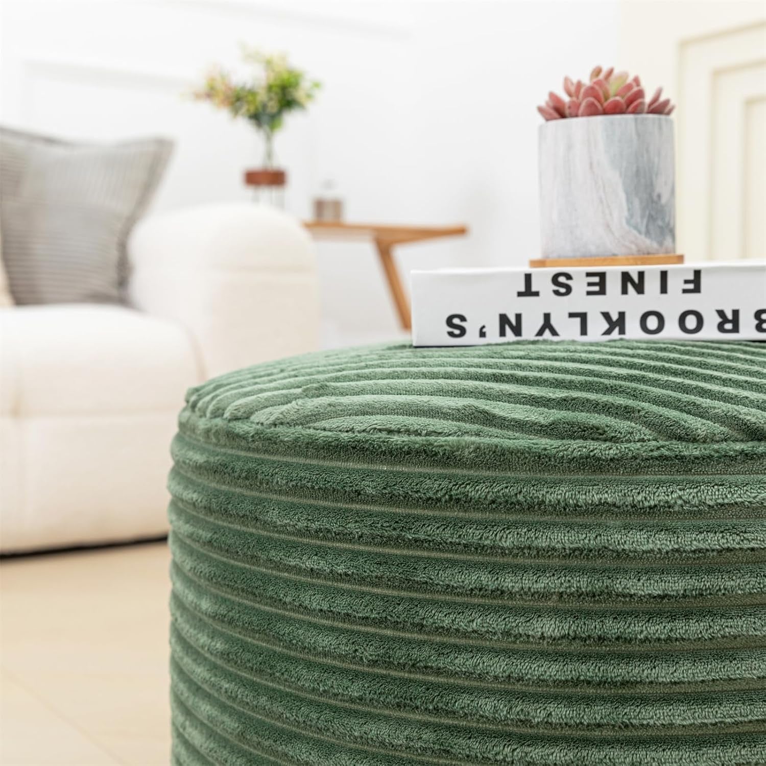 Green 20x12 Inches Luxurious Storage Ottoman Footrest