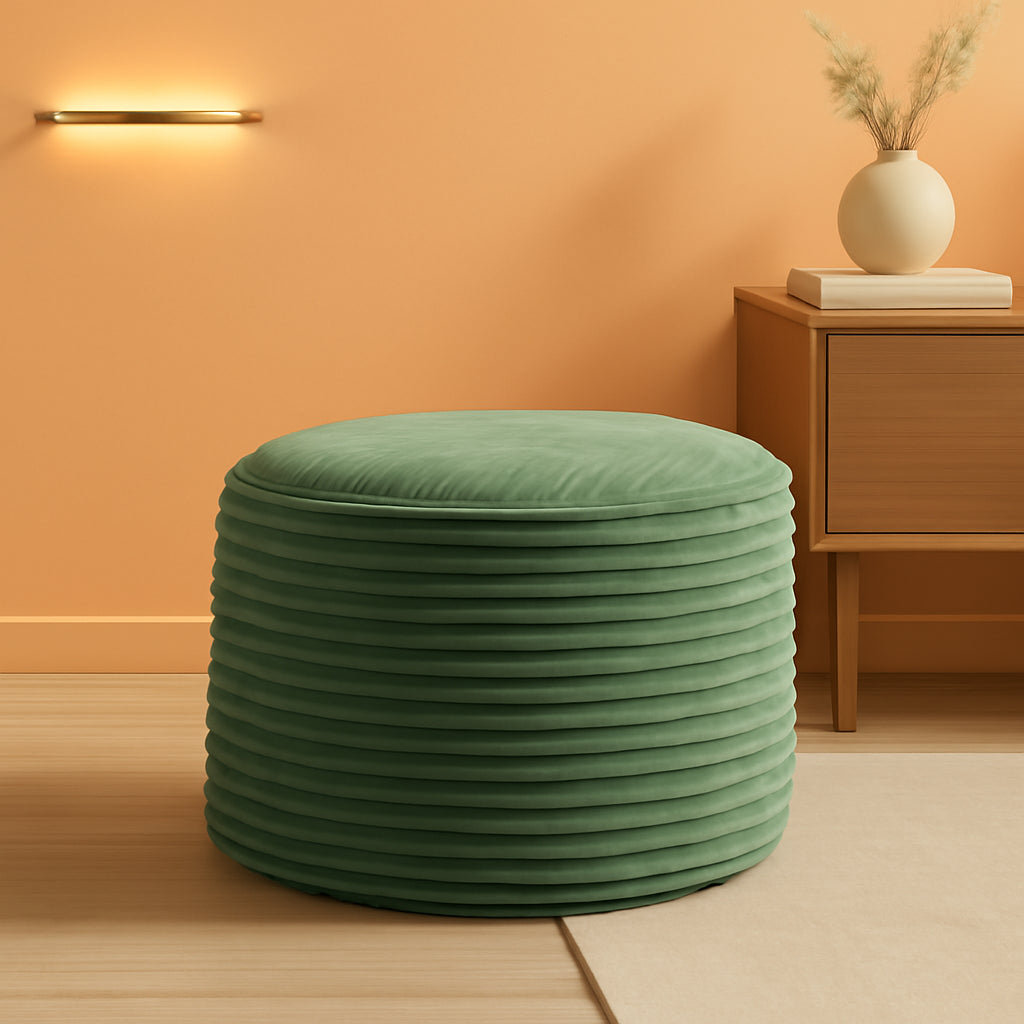 Green 20x12 Inches Luxurious Storage Ottoman Footrest