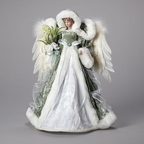 Green Angel with White Velvet Dress - 16 Inch