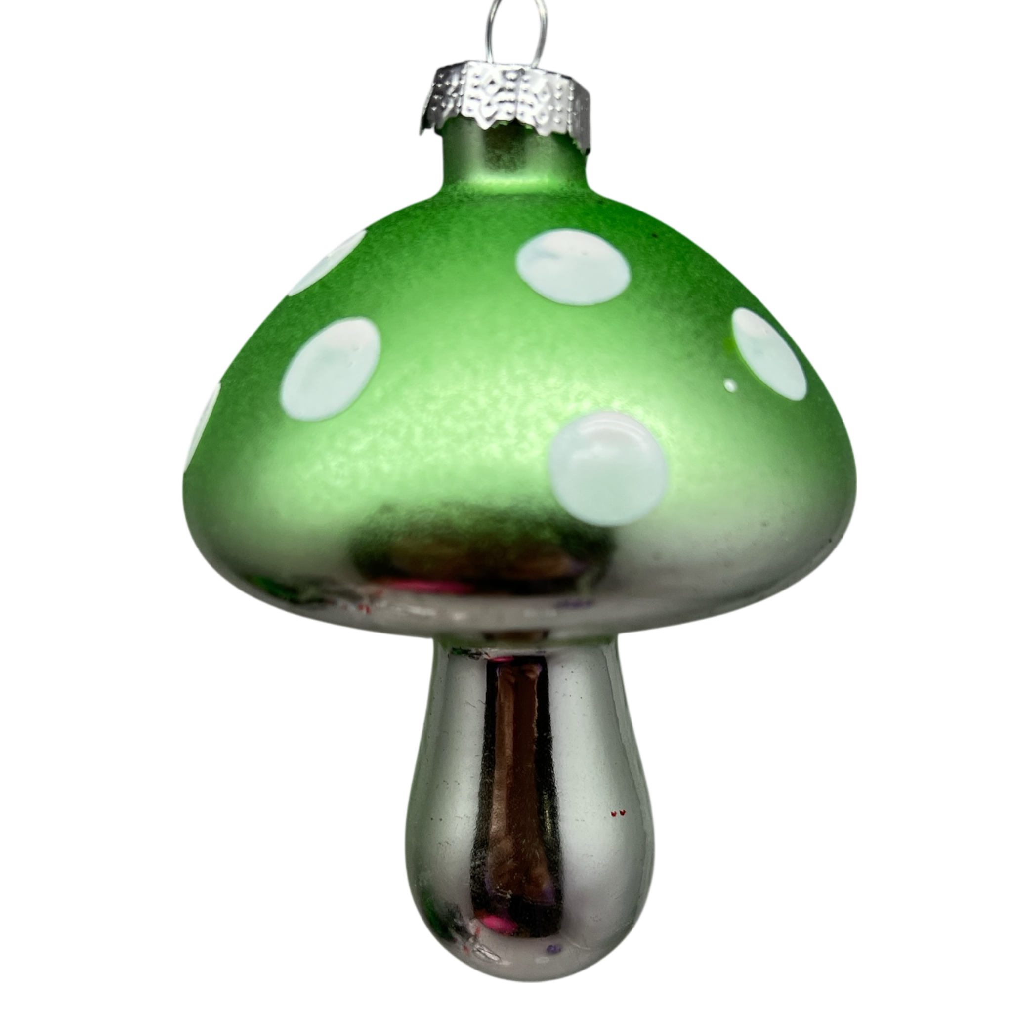 Green Glow-In-The-Dark Glass Mushroom Ornament