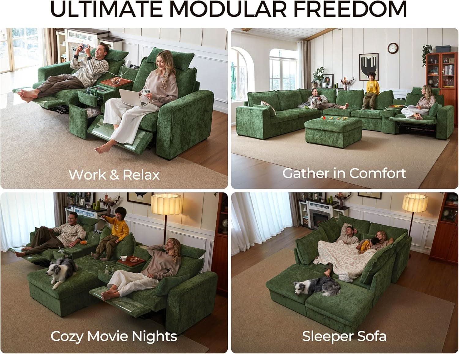 Green Oversized Power Recliner Sofa For Living Room