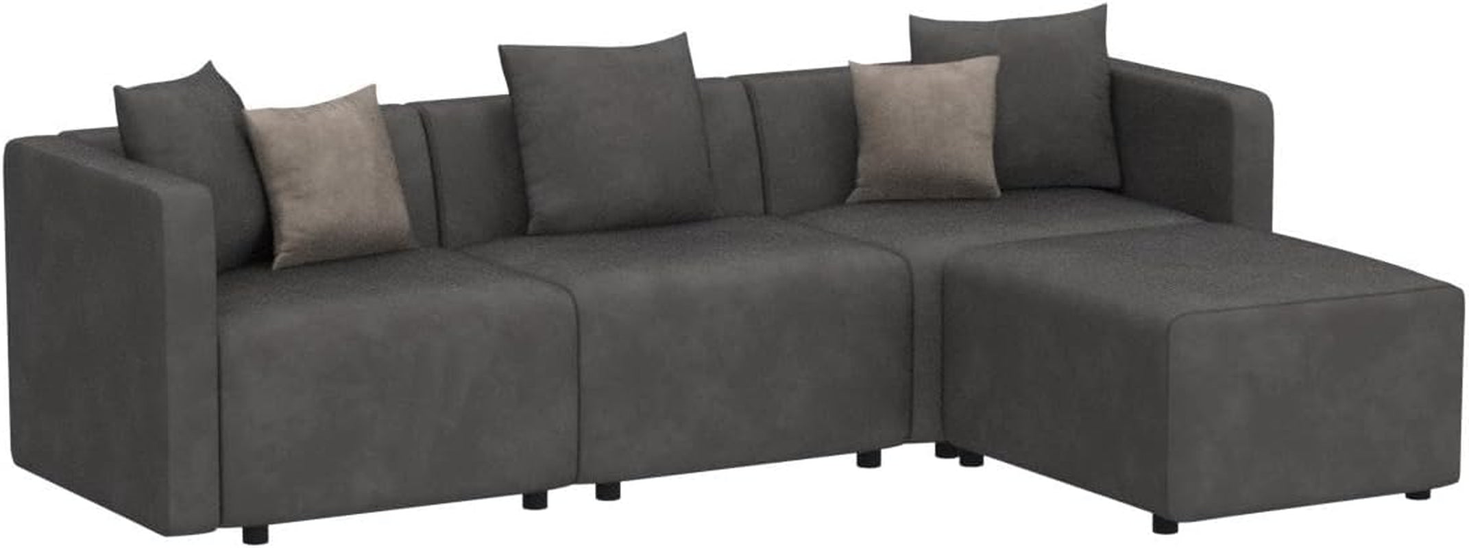 Grey Convertible L Shaped Modular Sectional Sofa Chaise