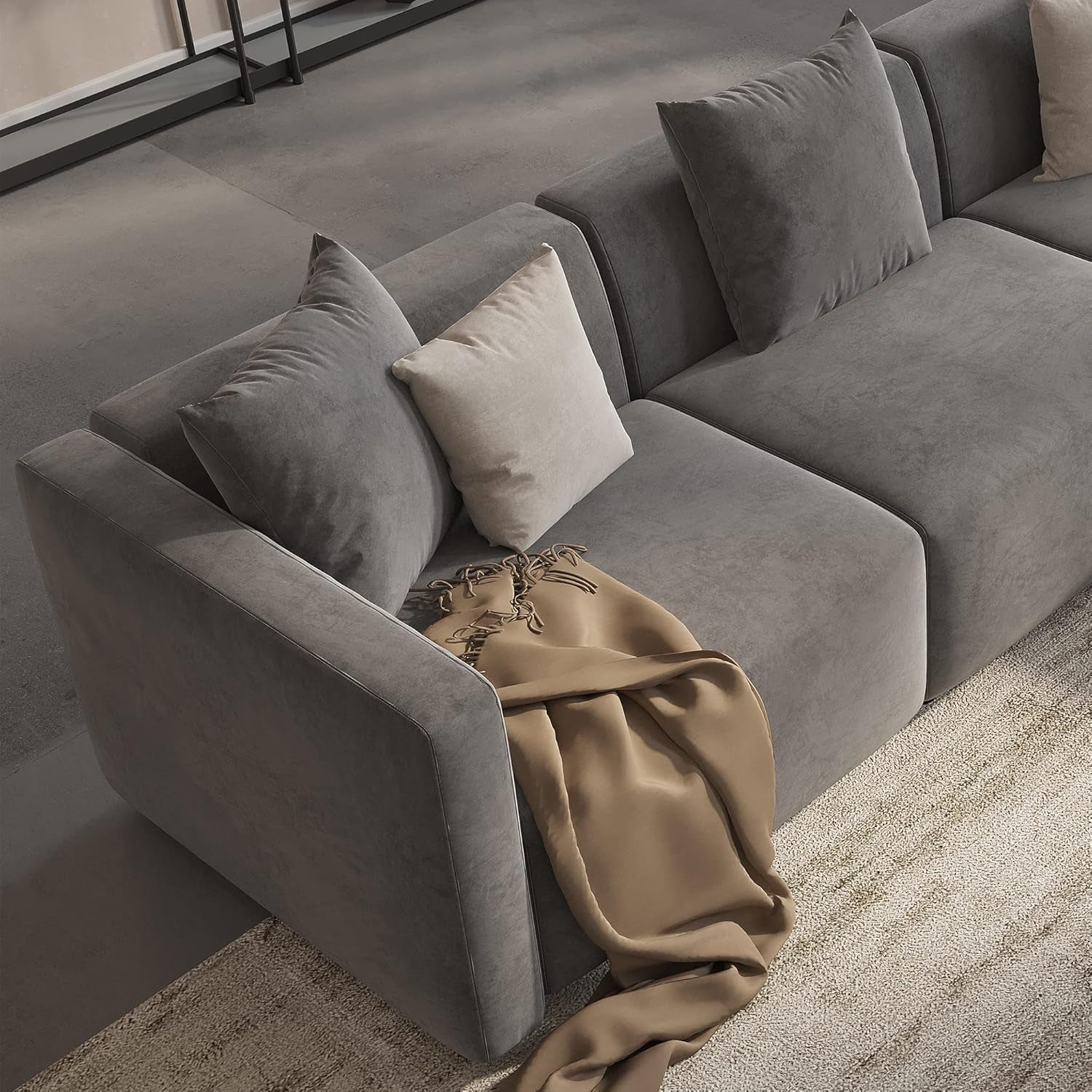 Grey Convertible L Shaped Modular Sectional Sofa Chaise