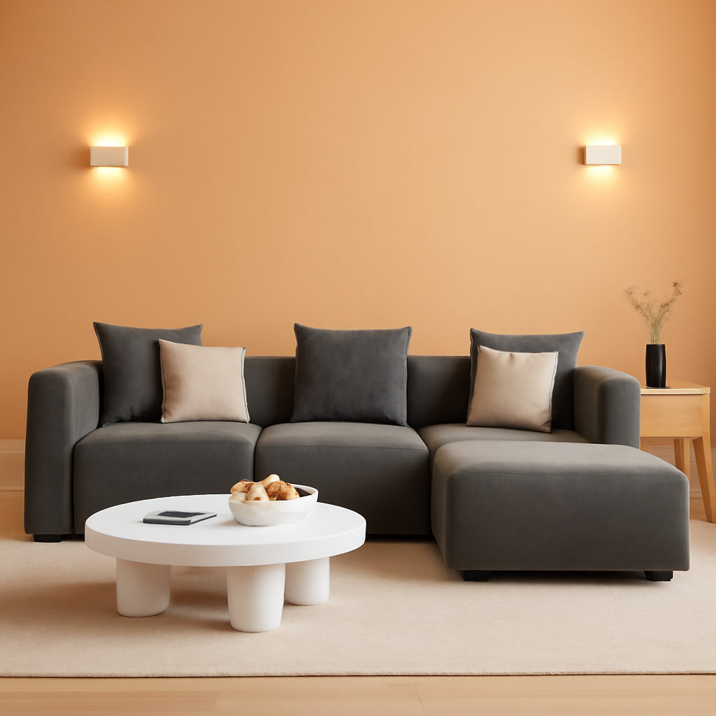 Grey Convertible L Shaped Modular Sectional Sofa Chaise