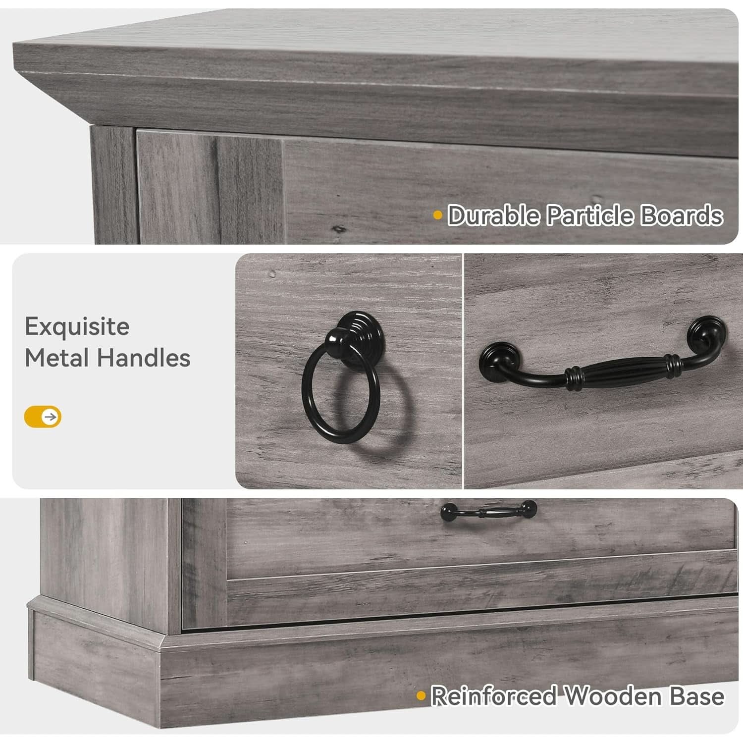 Grey Farmhouse 6 Drawer Dresser 59 Inch Wide With Air Purifier