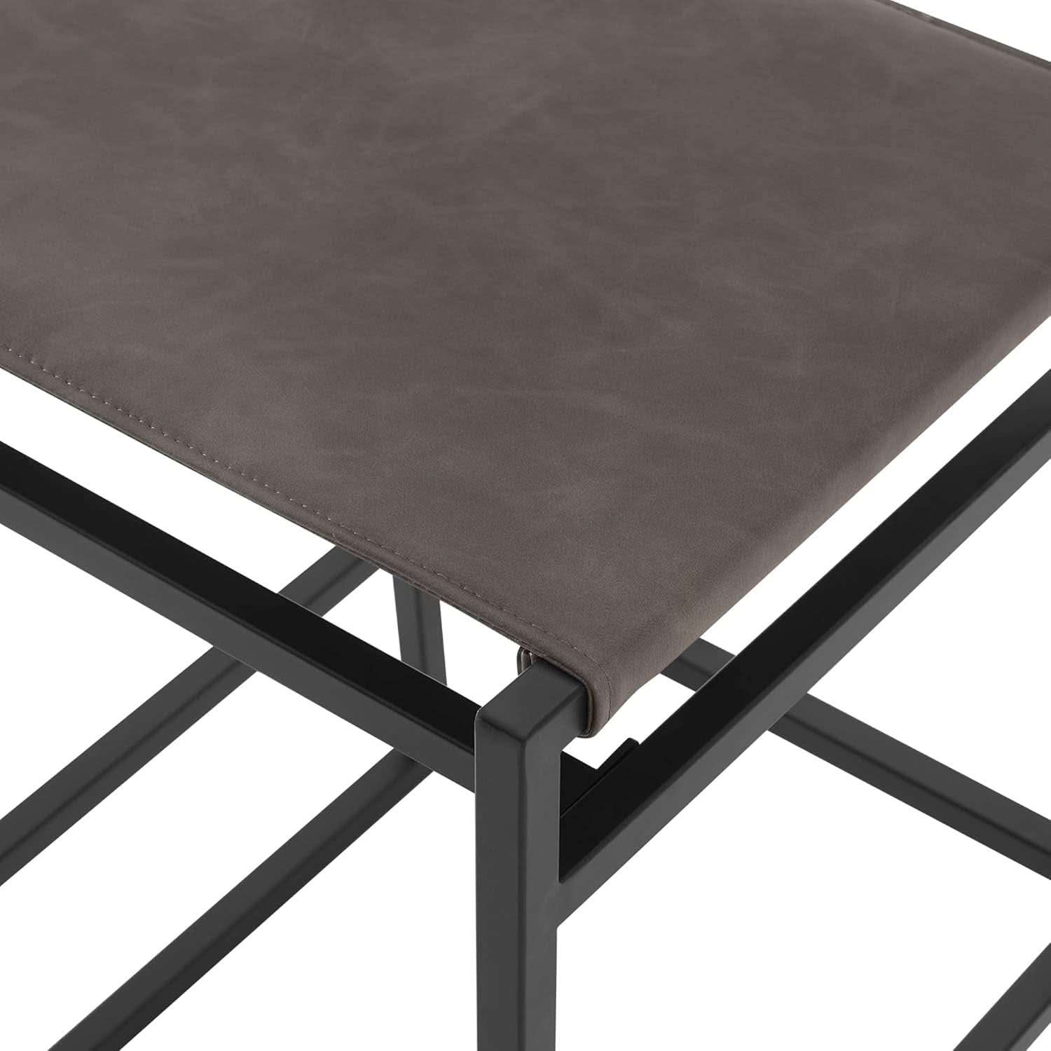 Grey Faux Leather Counter Height Bar Stools 24 Inch Seat Height Set Of 2 Back