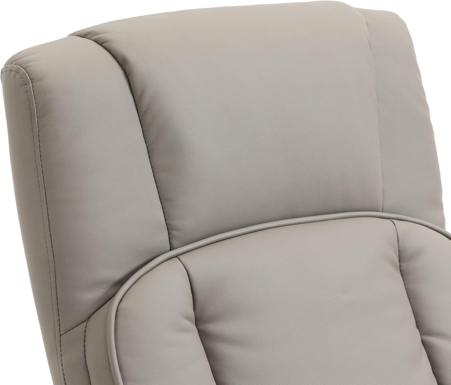 Grey Manual PU Leather Swivel Recliner With Ottoman