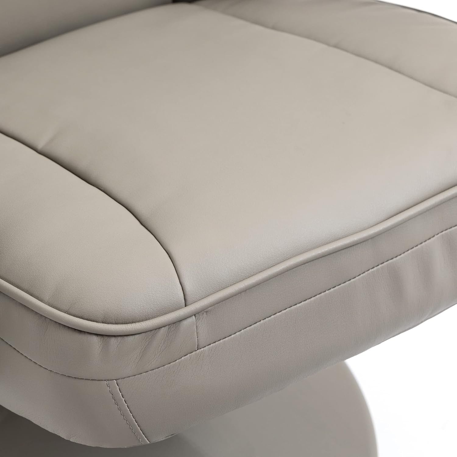Grey Manual PU Leather Swivel Recliner With Ottoman
