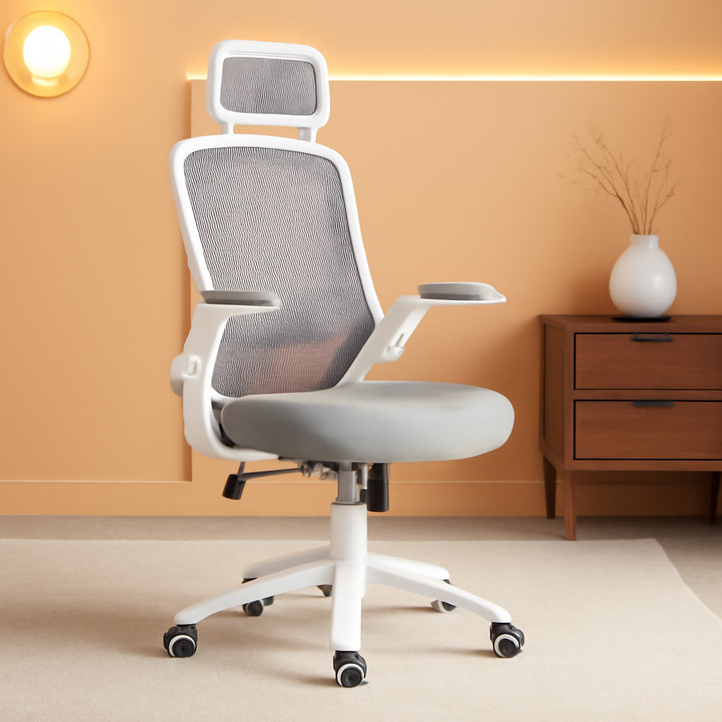 Grey Mesh Ergonomic Office Chair With Wheels 330 Lbs
