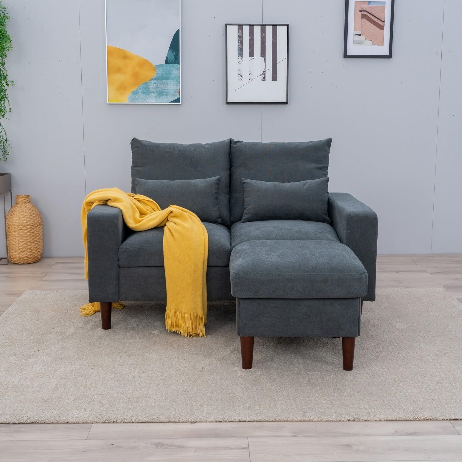Grey Modern Sofa Set 2 Seater Sectional For Living Room
