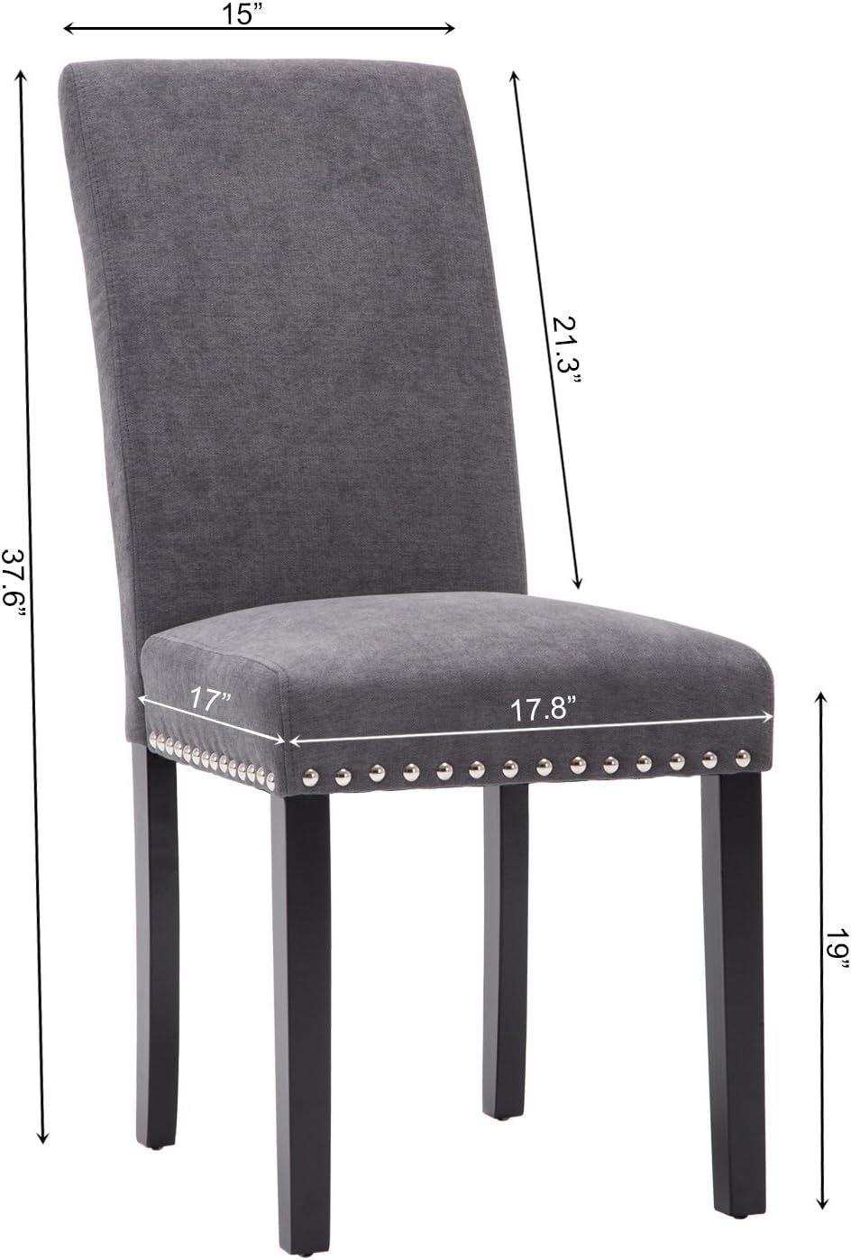 Grey Upholstered Dining Chairs With Copper Nailhead Trim
