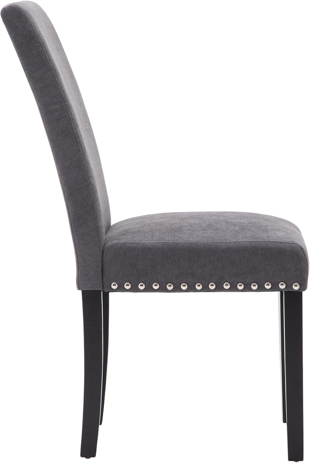 Grey Upholstered Dining Chairs With Copper Nailhead Trim
