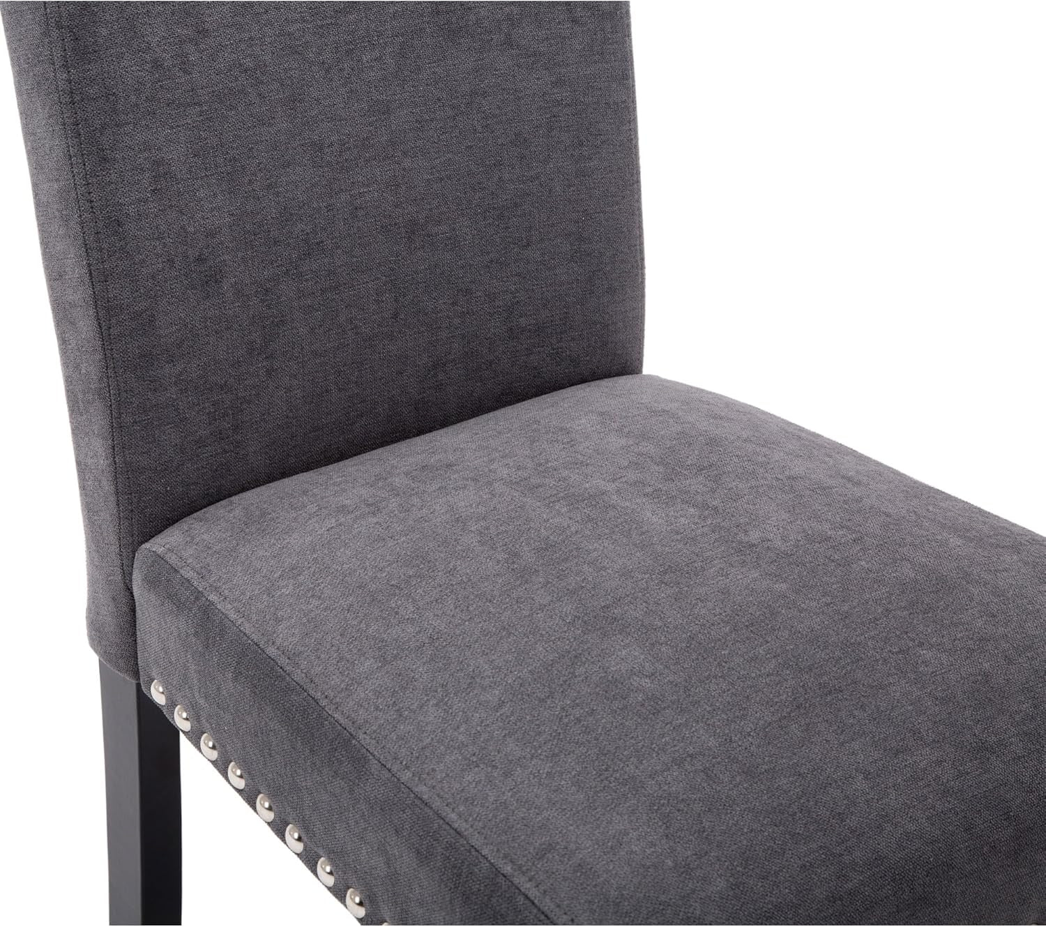 Grey Upholstered Dining Chairs With Copper Nailhead Trim