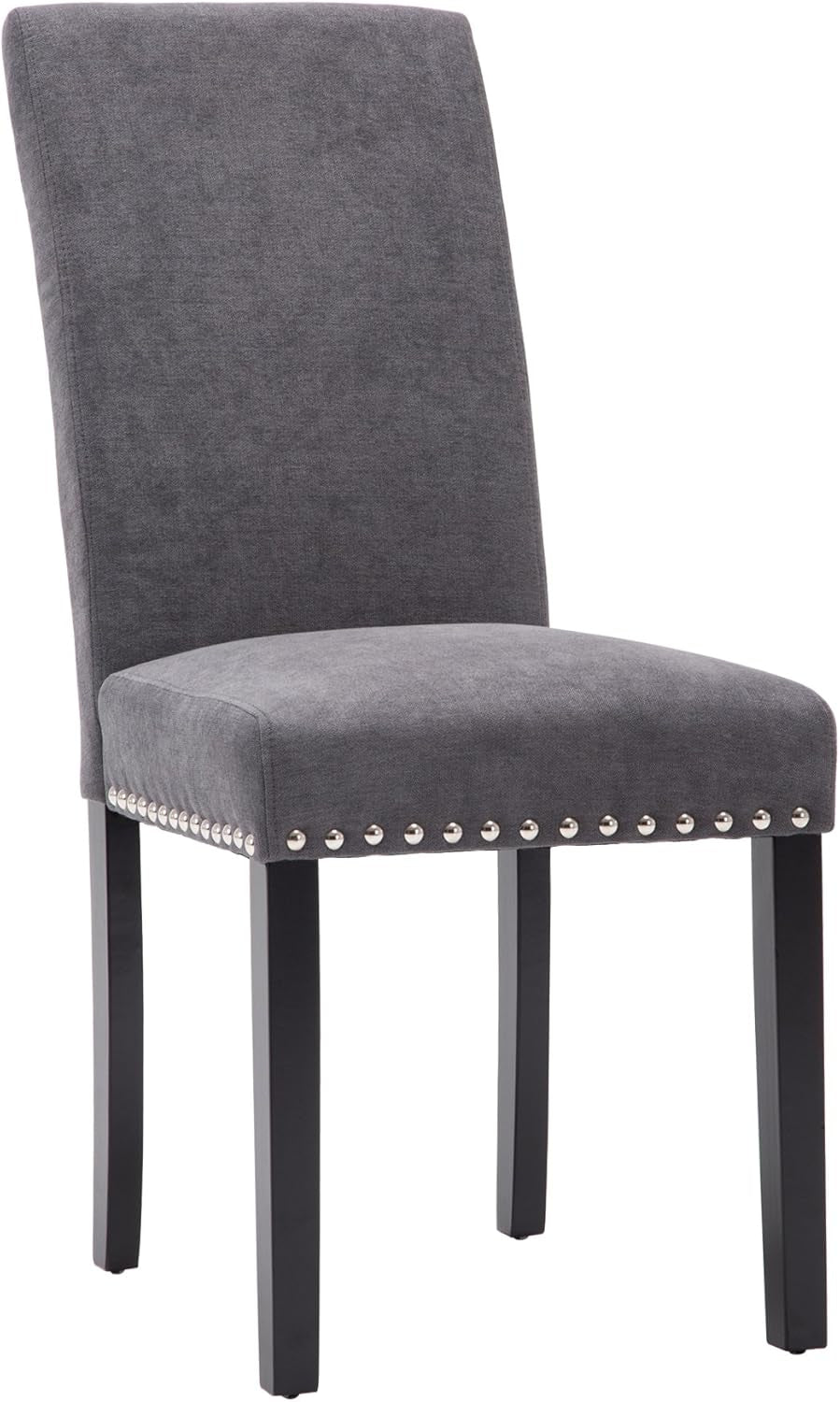 Grey Upholstered Dining Chairs With Copper Nailhead Trim