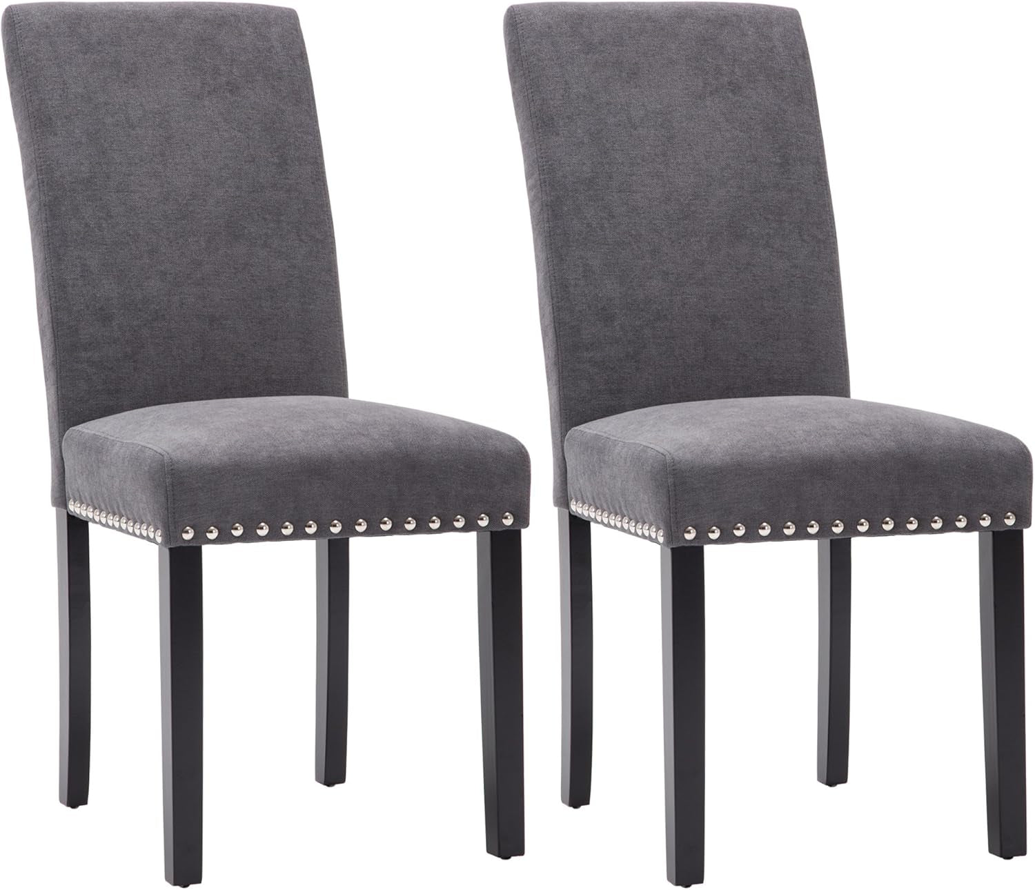 Grey Upholstered Dining Chairs With Copper Nailhead Trim