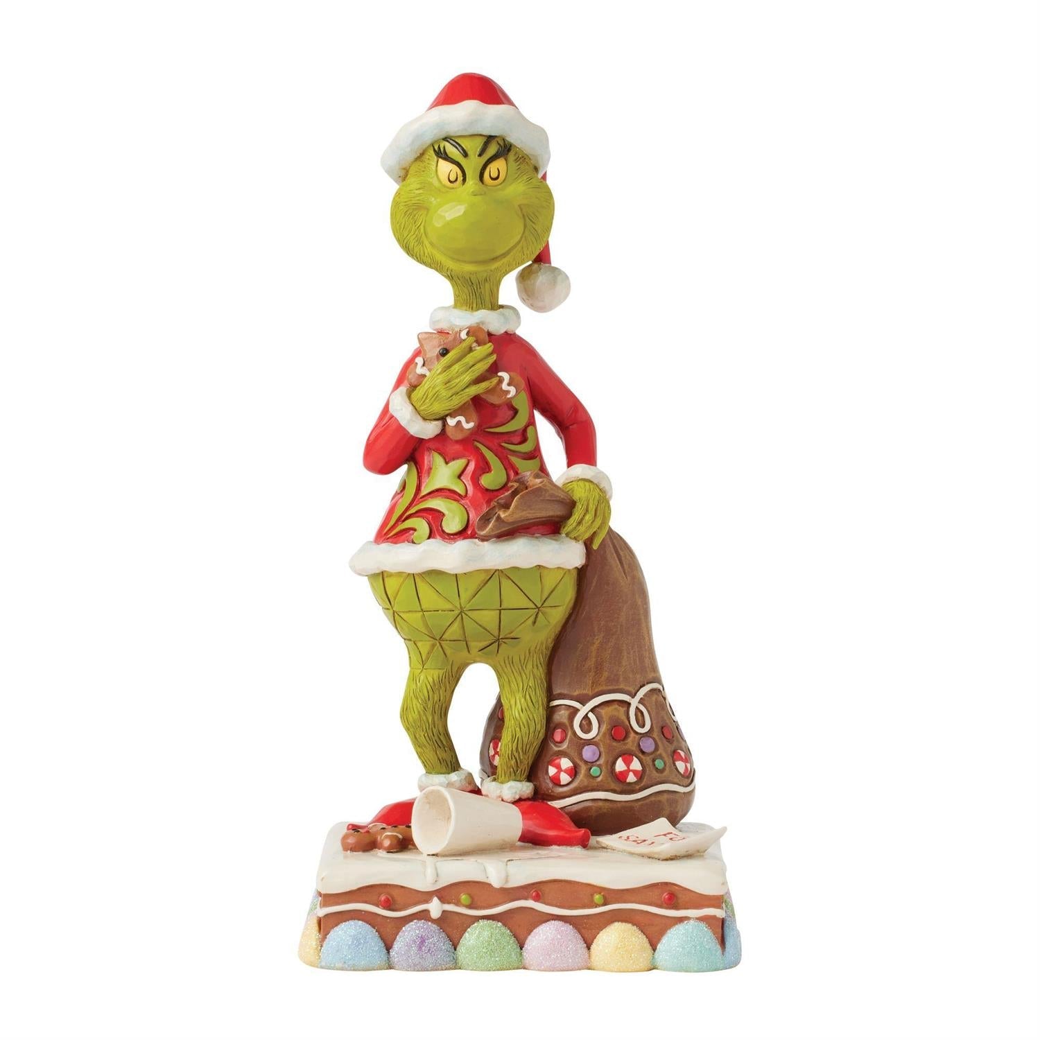 Grinch Eating Gingerbread Cookie and Milk