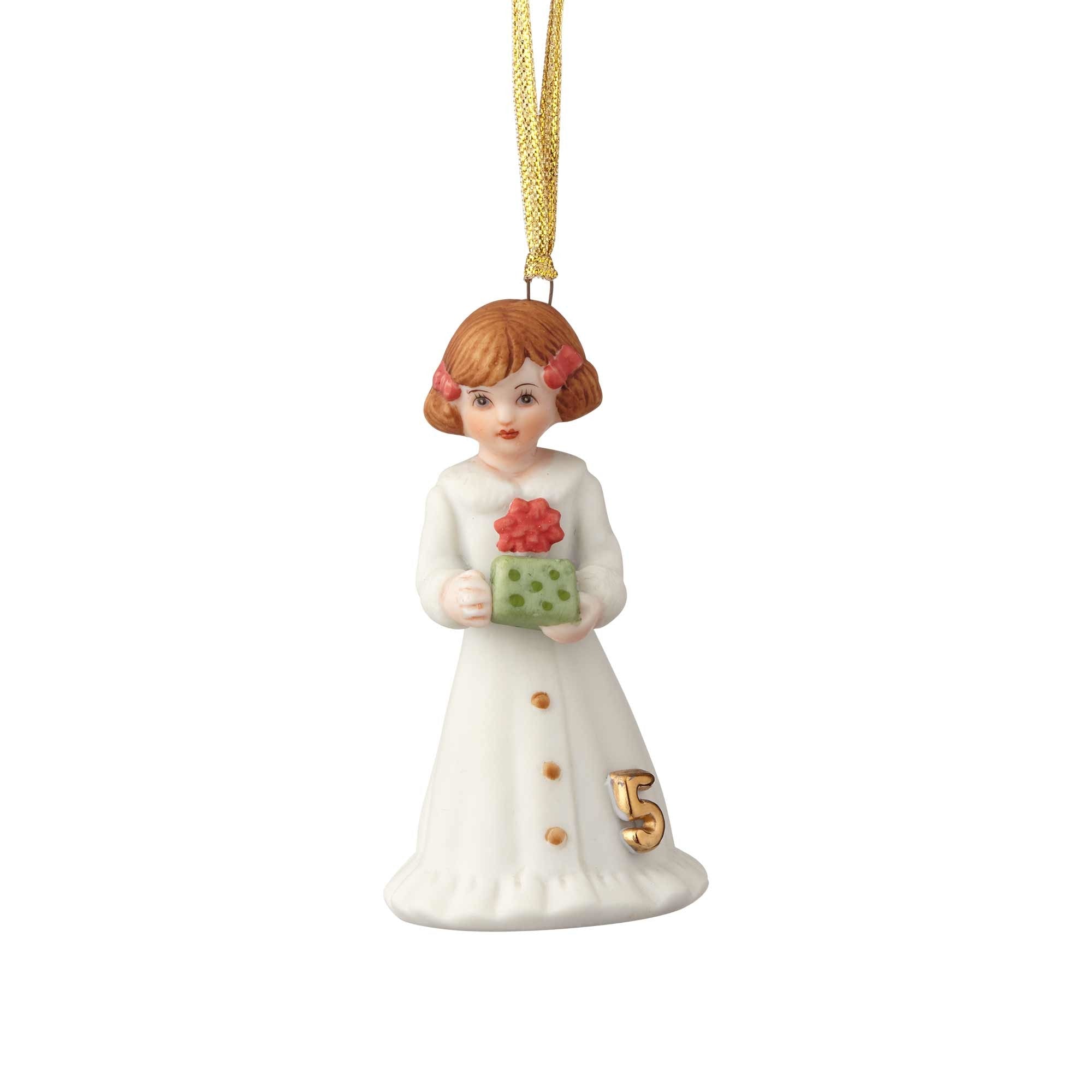 Growing Up Girl Ornament - Brunette Age 5