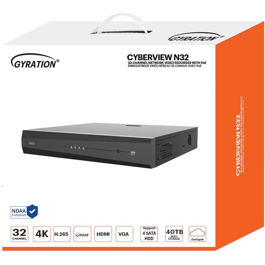 Gyration 32-Channel Network Video Recorder With PoE - 10 TB HDD