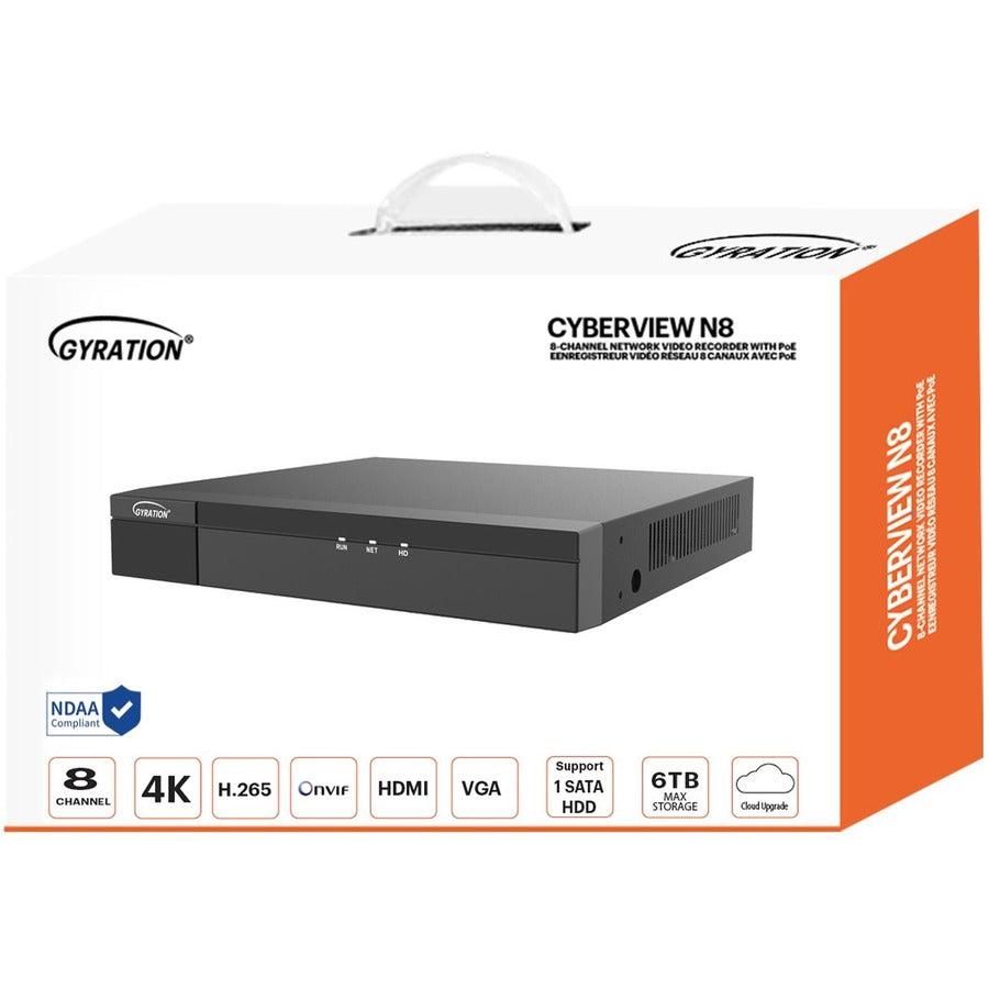 Gyration 8-Channel Network Video Recorder With PoE - 6 TB HDD