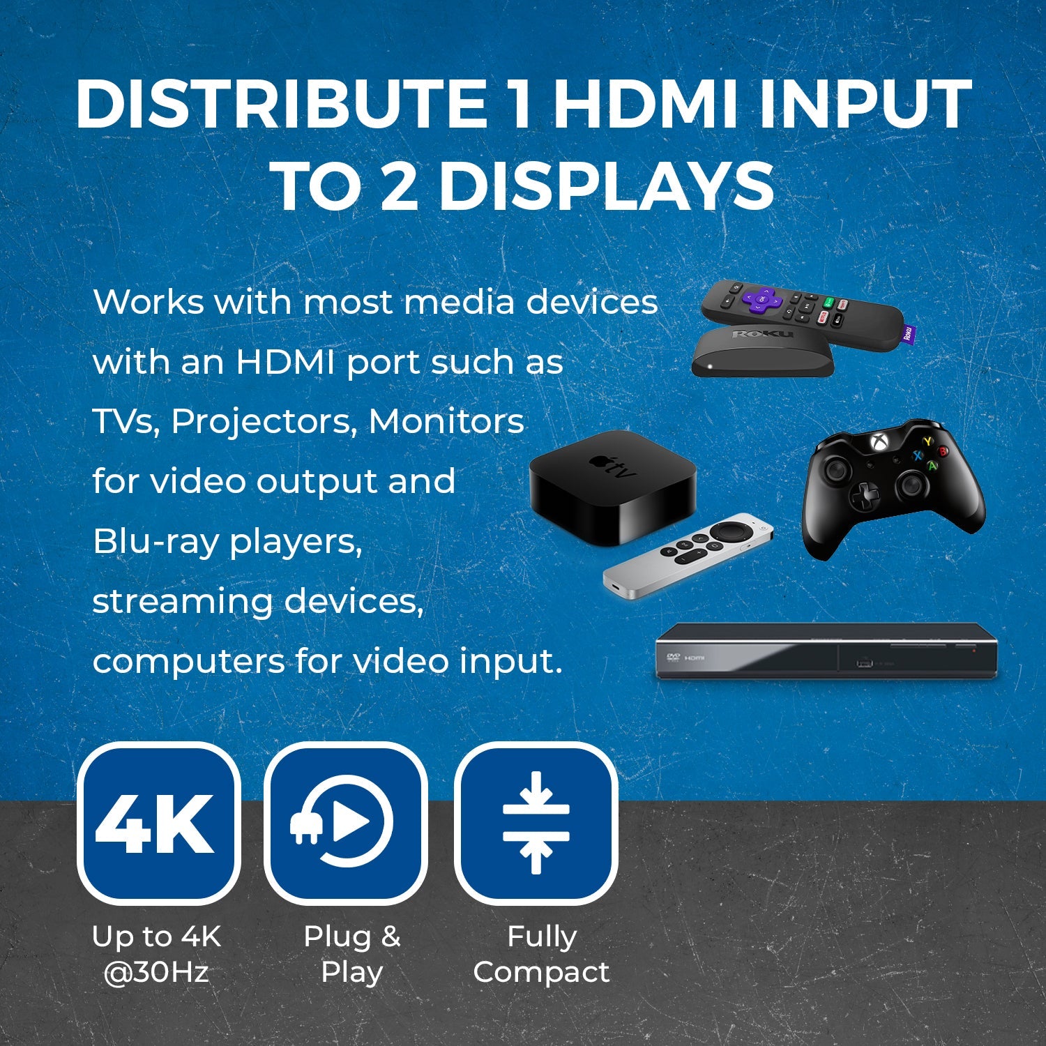 HDMI Splitter 1 input 2 output 1080p with EDID (HD-102)