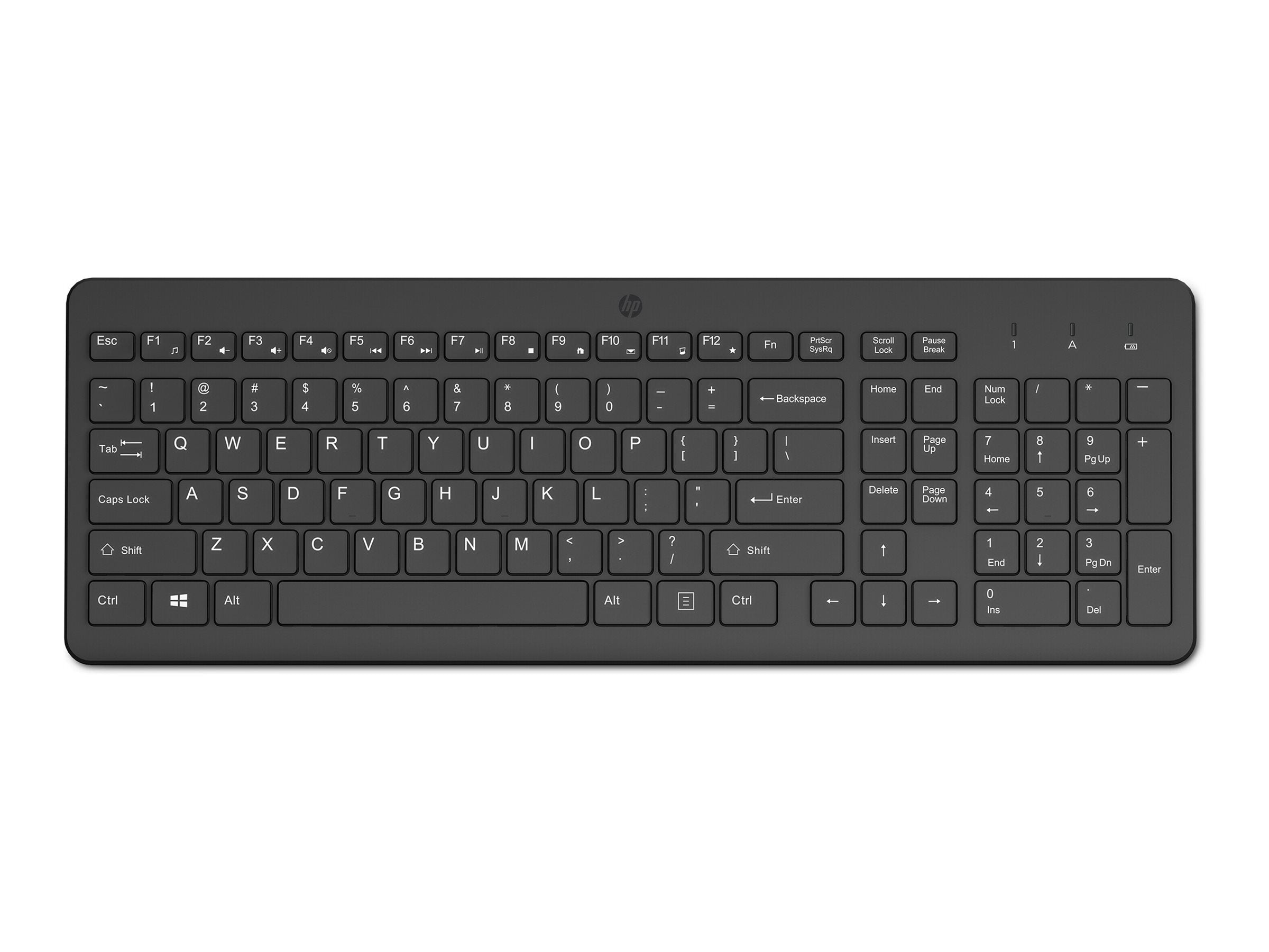 HP 225 - Keyboard - 2.5-zone layout - wireless - 2.4 GHz - US - black 805T1AA#ABA