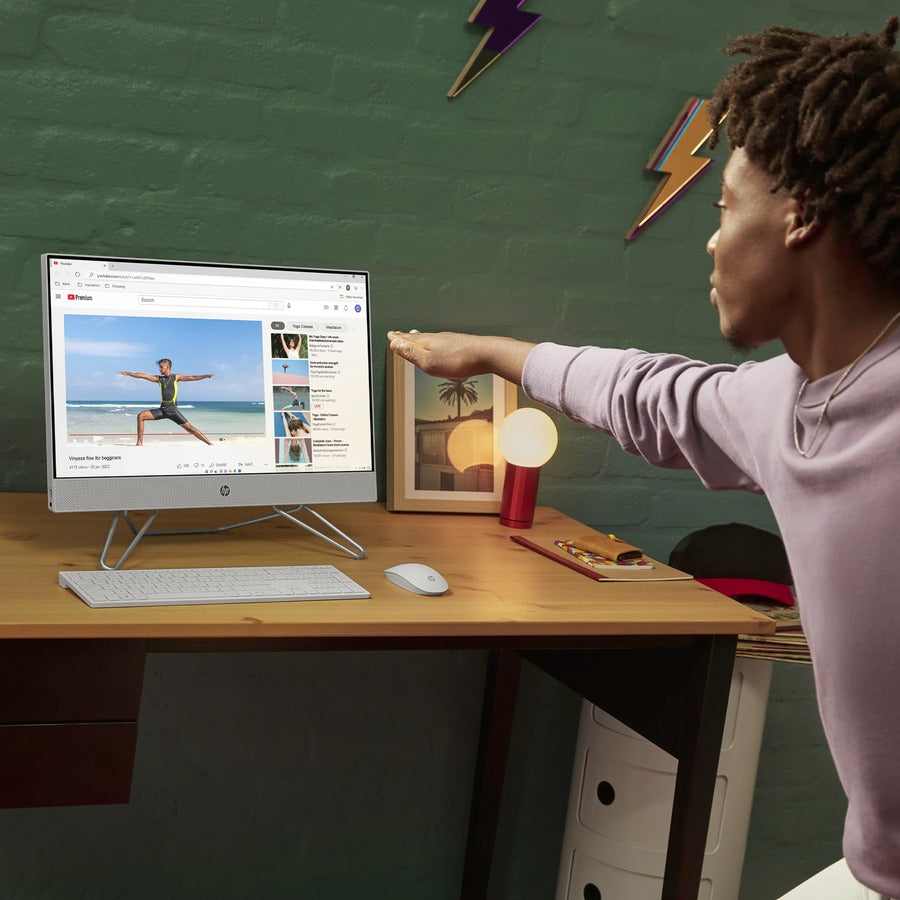 HP 24-cb0000i 24-cb0010 All-in-One Computer - Intel Celeron J4025 Dual-core (2 Core) 2 GHz - 8 GB RAM DDR4 SDRAM - 256 GB M.2 PCI Express NVMe SSD - 23.8" Full HD 1920 x 1080 - Desktop - Snow White