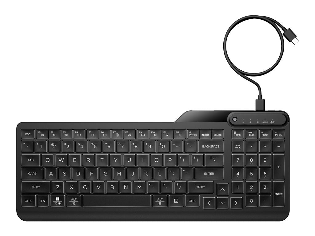 HP 400 - Keyboard - compact size, 2-zone layout, 12 programmable keys, low profile key travel, multi-device - backlit -