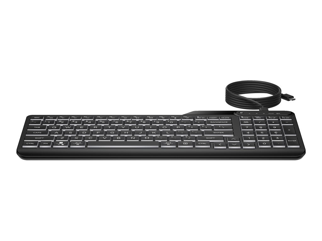 HP 400 - Keyboard - compact size, 2-zone layout, 12 programmable keys, low profile key travel, multi-device - backlit -
