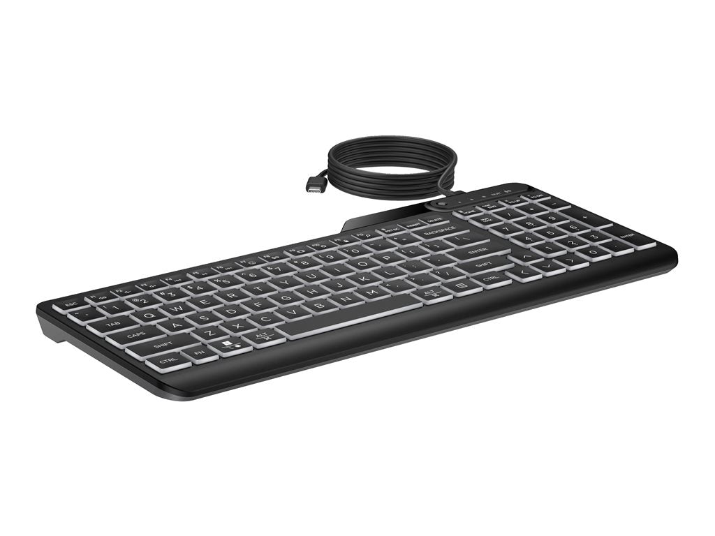 HP 400 - Keyboard - compact size, 2-zone layout, 12 programmable keys, low profile key travel, multi-device - backlit -