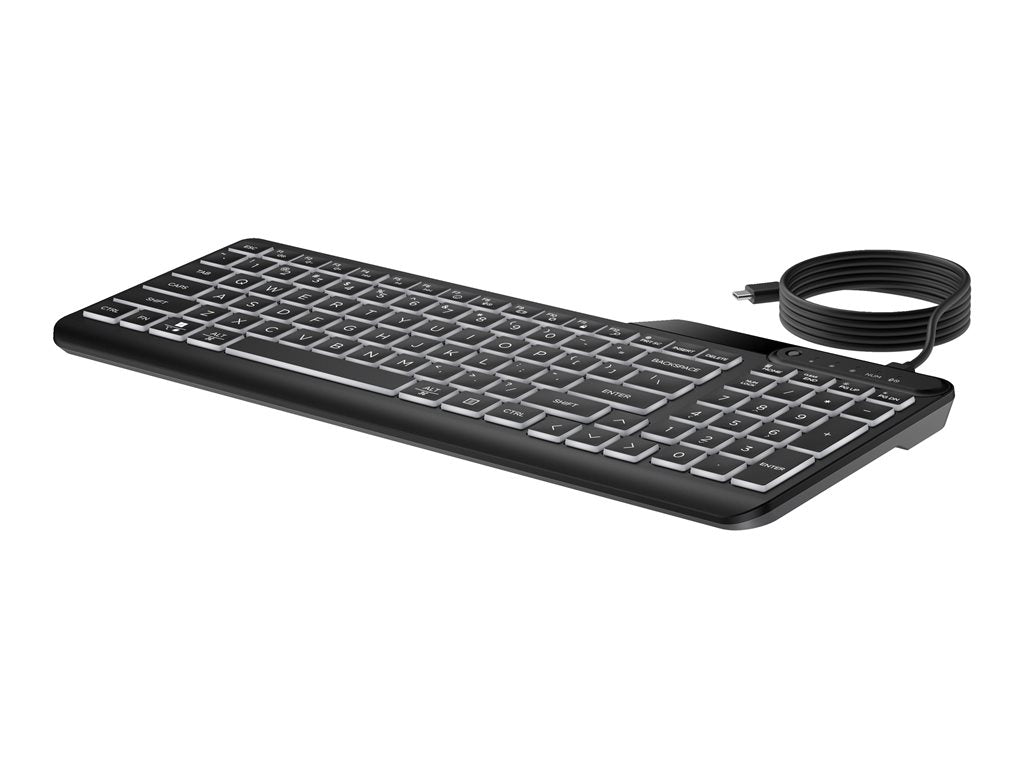 HP 400 - Keyboard - compact size, 2-zone layout, 12 programmable keys, low profile key travel, multi-device - backlit -
