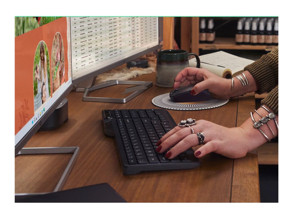 HP 475 - Keyboard - dual-mode, multi-device, compact, 2-zone layout, low profile key travel, 12 programmable buttons - wireless 7N7B9AA#ABA