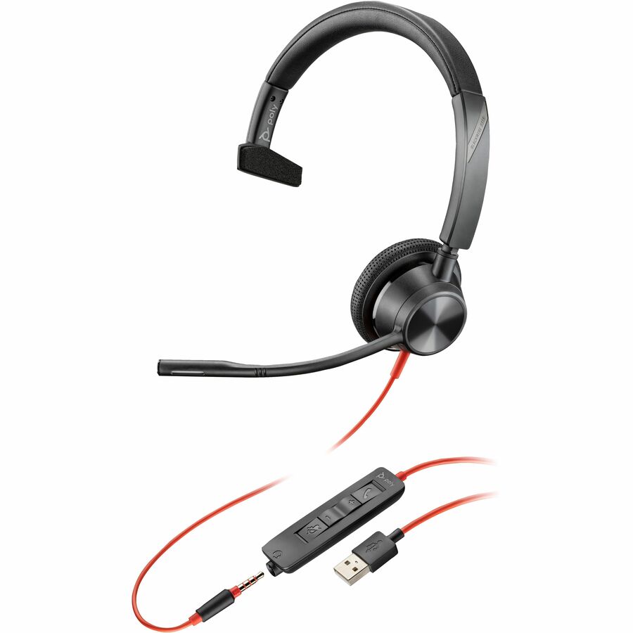 HP Blackwire BW3315 Headset - Mono - USB Type C, USB Type A, Mini-phone (3.5mm) - Wired -