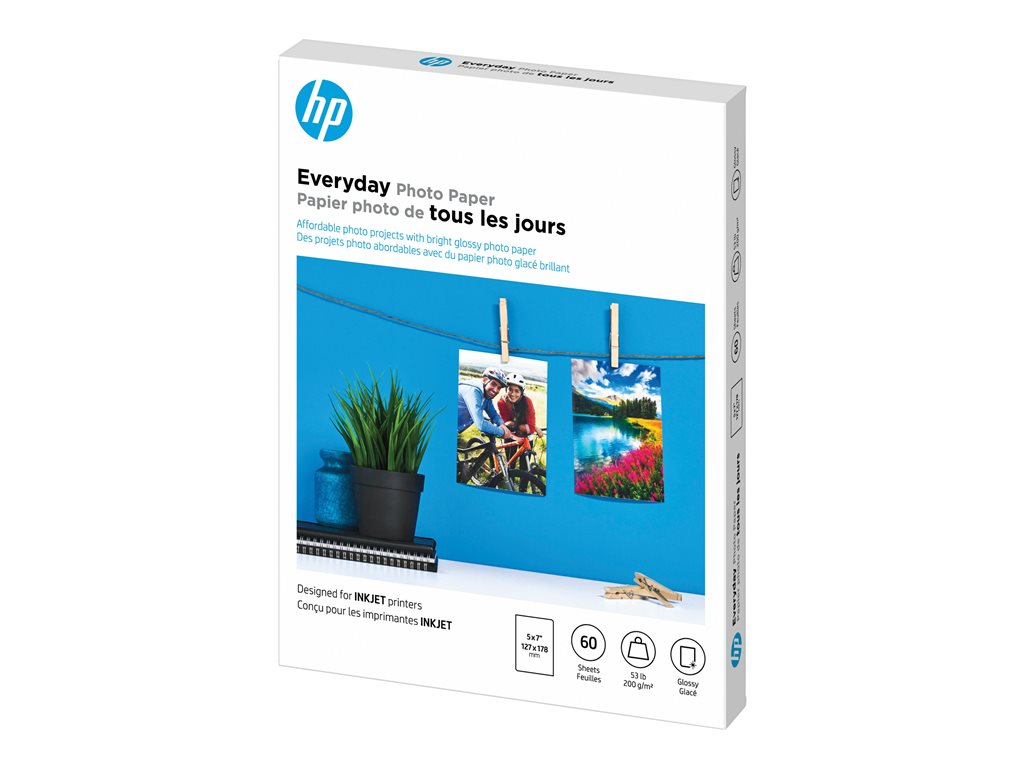 HP Everyday Photo Paper - 5 in x 7 in - 200 g/mï¿½ - 60 sheet(s) photo paper - for ENVY Inspire 79XX; Officejet Pro