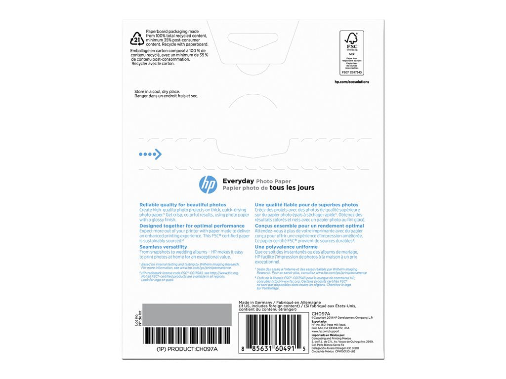 HP Everyday Photo Paper - 5 in x 7 in - 200 g/mï¿½ - 60 sheet(s) photo paper - for ENVY Inspire 79XX; Officejet Pro