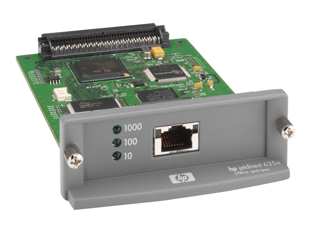HP JetDirect 635n - Print server - EIO - Gigabit Ethernet - for Color LaserJet CP3505; DesignJet 45XX, T1100, T1120,