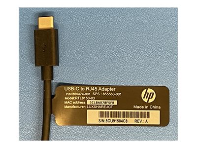 HP TDSourcing USB-C to RJ45 Adapter - Network adapter - USB-C - Gigabit Ethernet x 1 855474-001