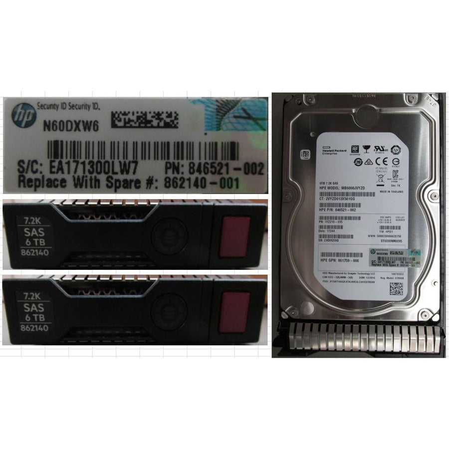 HPE 6 TB Hard Drive - 3.5" Internal - SAS (12Gb/s SAS) 862140-001