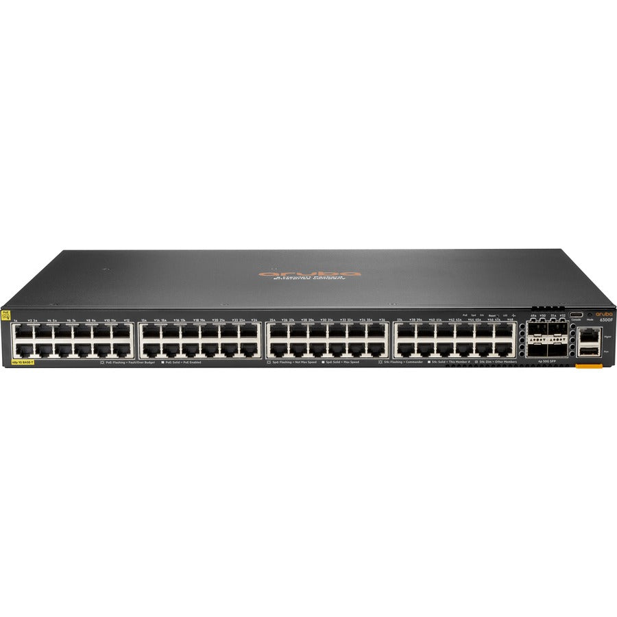 HPE 6300F 48-port 1GbE Class 4 PoE and 4-port SFP56 Switch JL665A