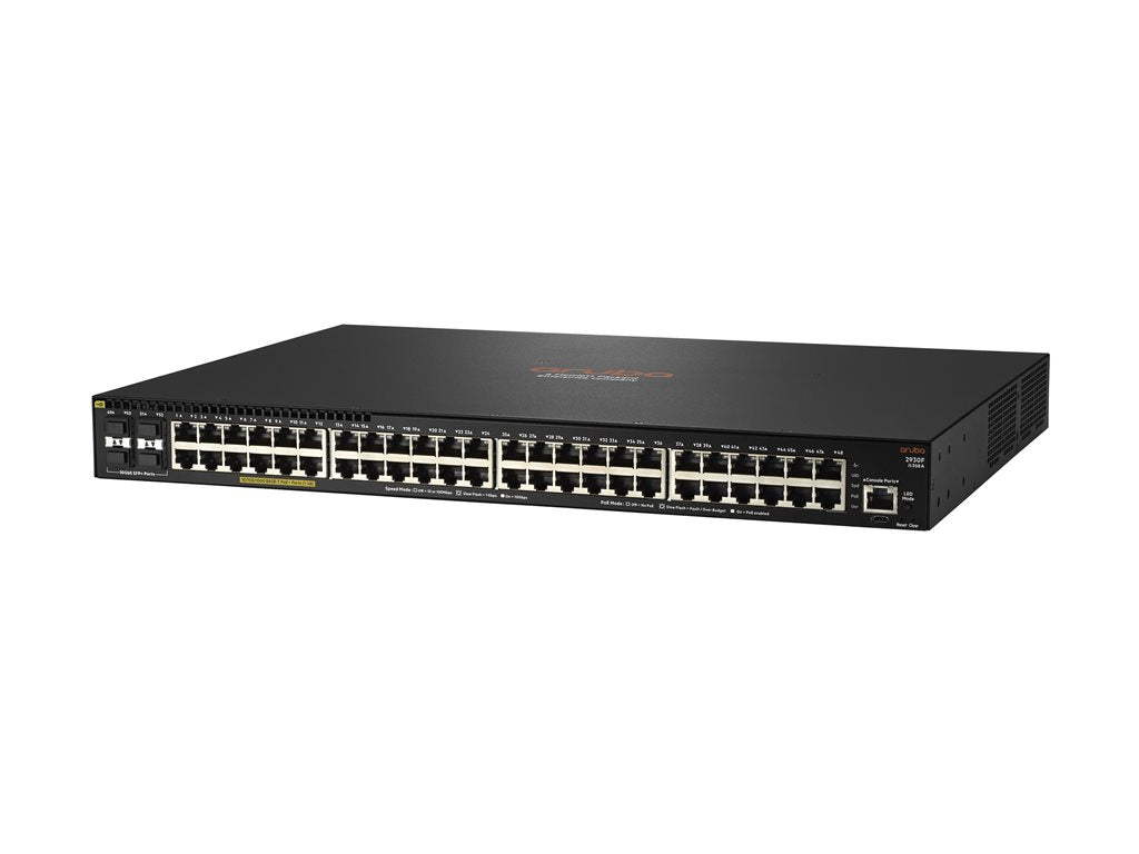 HPE Aruba 2930F 48G PoE+ 4SFP+ - Switch - L3 - managed - 48 x 10/100/1000 (PoE+) + 4 x 1 Gigabit / 10 Gigabit SFP+ (uplink) - JL558A#B2E
