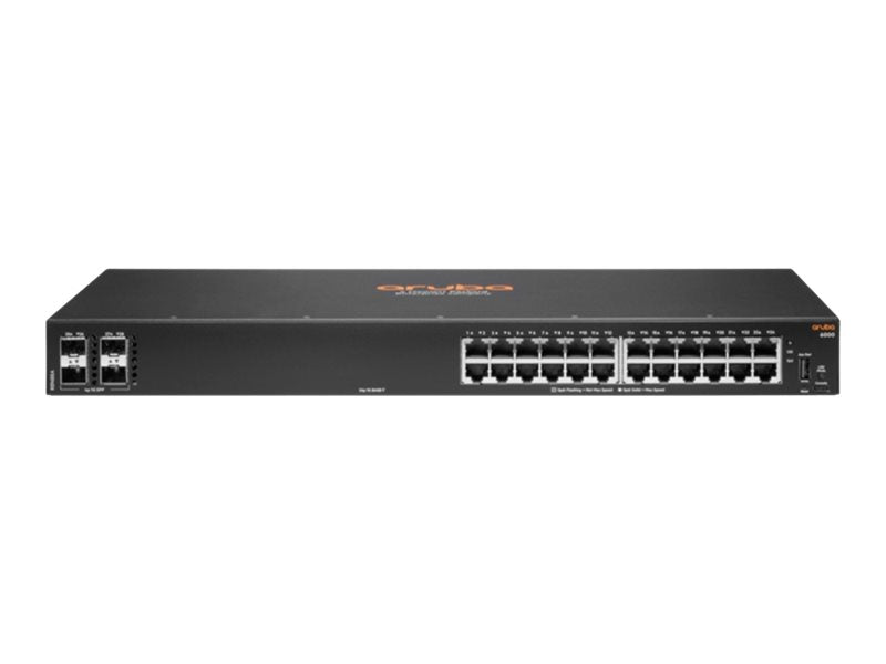 HPE Aruba 6000 24G 4SFP Switch - Switch - L3 - managed - 24 x 10/100/1000 + 4 x Gigabit SFP - side to side airflow - rack-mountable R8N88A#B2E
