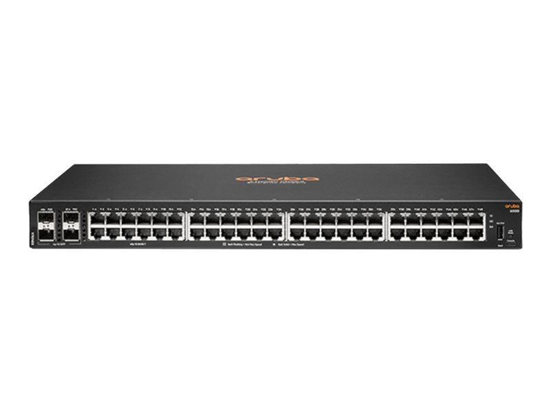 HPE Aruba 6000 48G 4SFP Switch - Switch - L3 - managed - 48 x 10/100/1000 + 4 x Gigabit SFP - side to side airflow - rack-mountable R8N86A#B2E