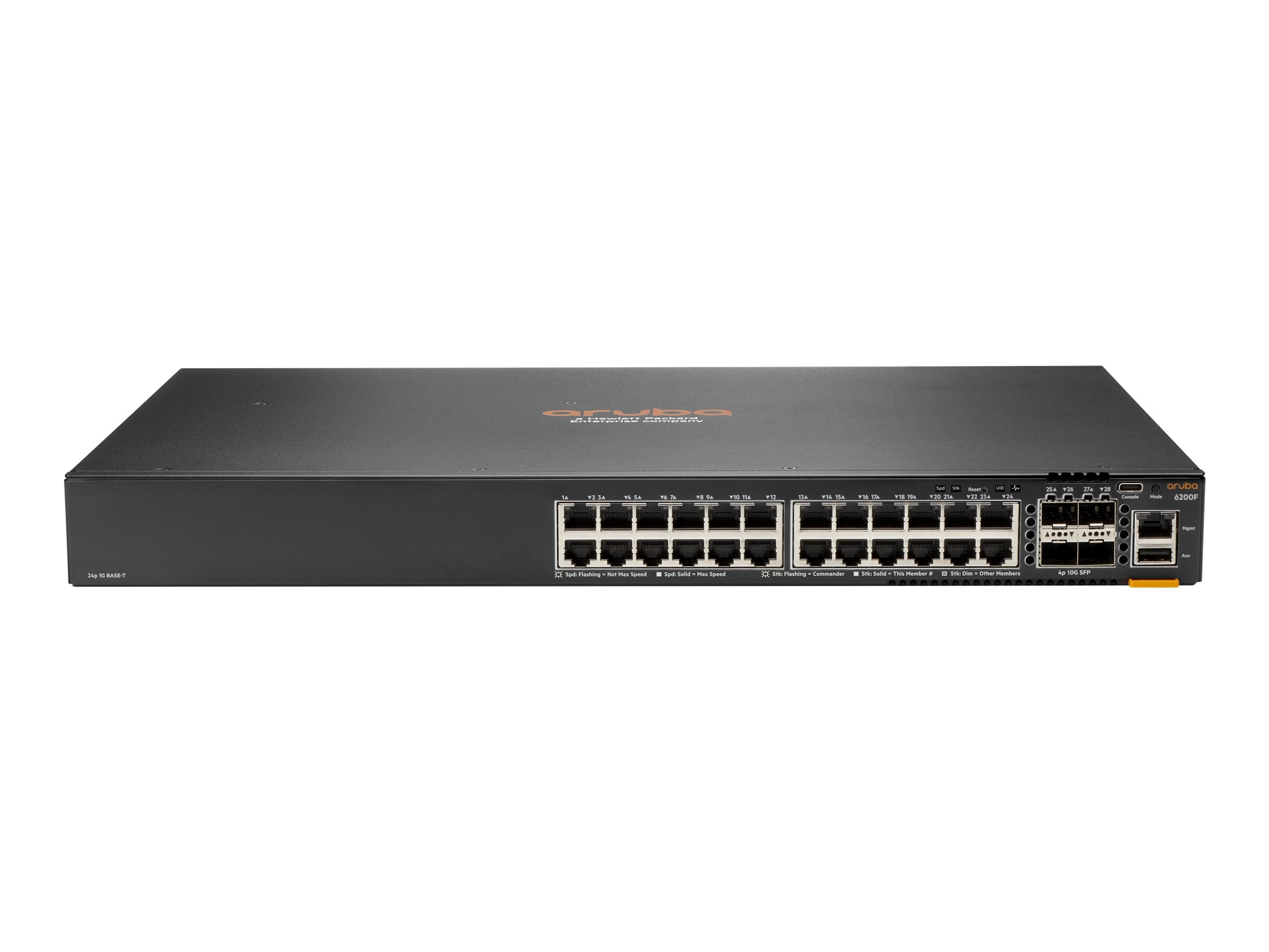 HPE Aruba 6200F 24G 4SFP+ Switch - Switch - L3 - managed - 24 x 10/100/1000 (PoE+) + 4 x 1 Gigabit / 10 Gigabit SFP+ - rack-mountable JL724A#B2E