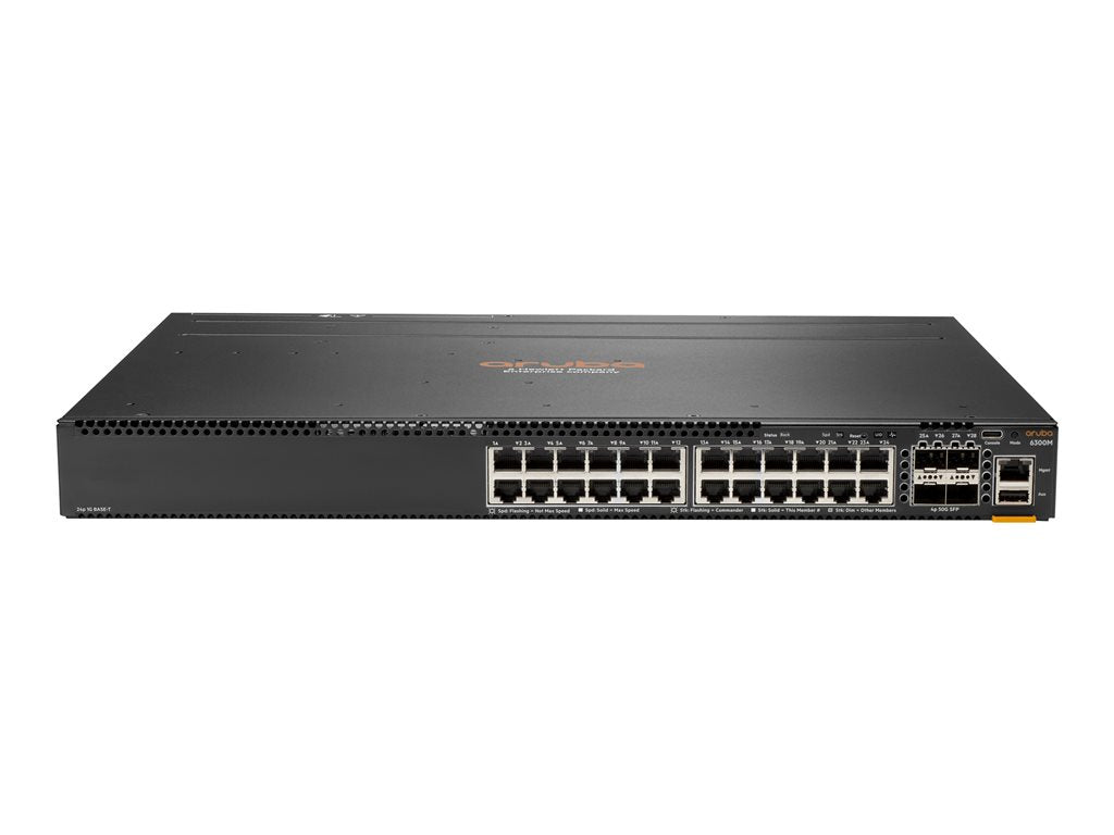 HPE Aruba 6300F - Switch - L3 - managed - 24 x 10/100/1000 + 4 x 1 Gigabit / 10 Gigabit / 25 Gigabit / 50 Gigabit SFP56