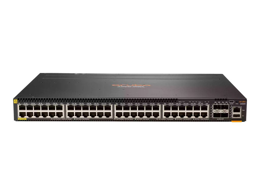 HPE Aruba 6300M - Switch - L3 - managed - 48 x 10/100/1000 + 4 x 1 Gigabit / 10 Gigabit / 25 Gigabit / 50 Gigabit SFP56 (uplink R9F63A#B2E