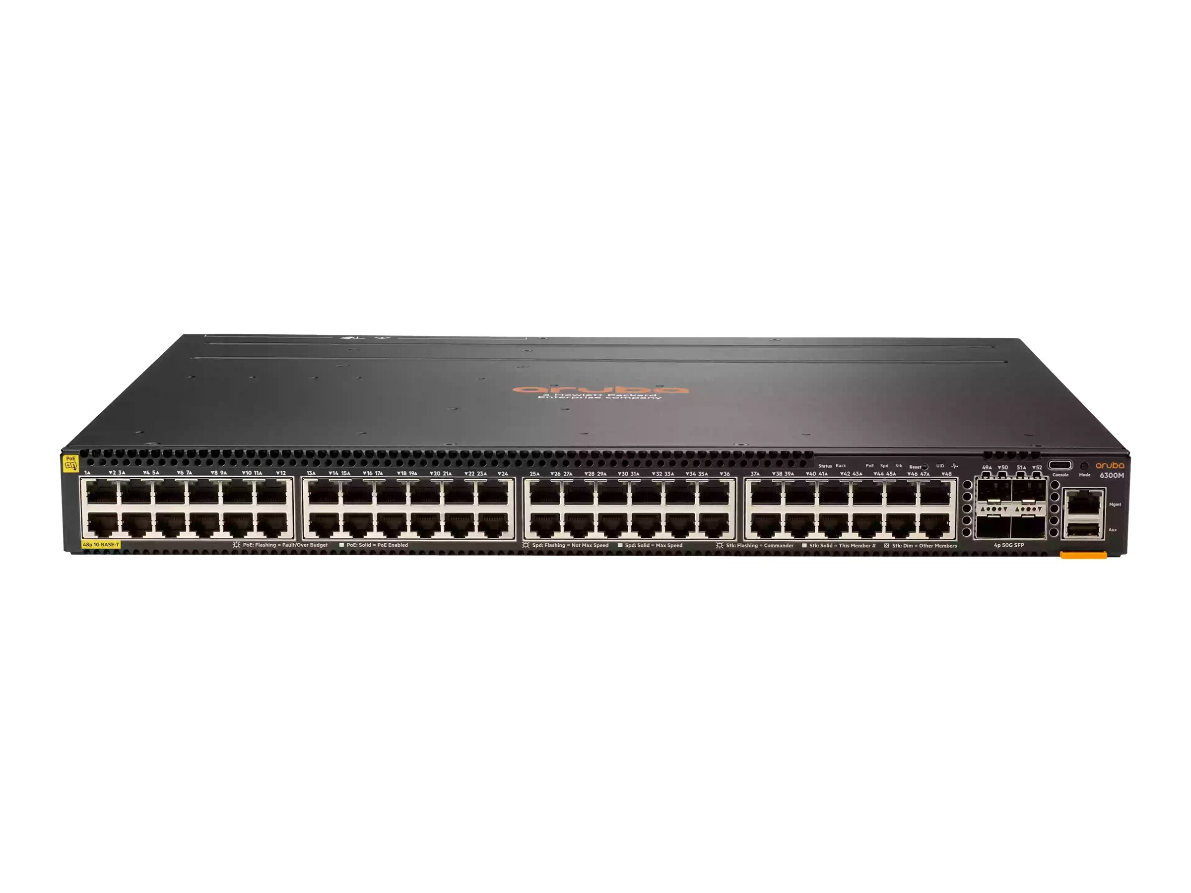 HPE Aruba 6300M - Switch - L3 - managed - 48 x 10/100/1000 + 4 x 1 Gigabit / 10 Gigabit / 25 Gigabit / 50 Gigabit SFP56 (uplink R9F63A#B2E