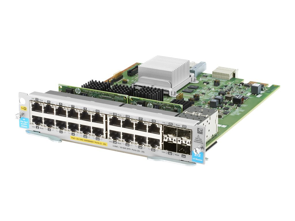 HPE Aruba MACsec v3 zl2 - Expansion module - Gigabit Ethernet (PoE+) x 20 + Gigabit Ethernet / 10 Gigabit SFP+ x 4 - for