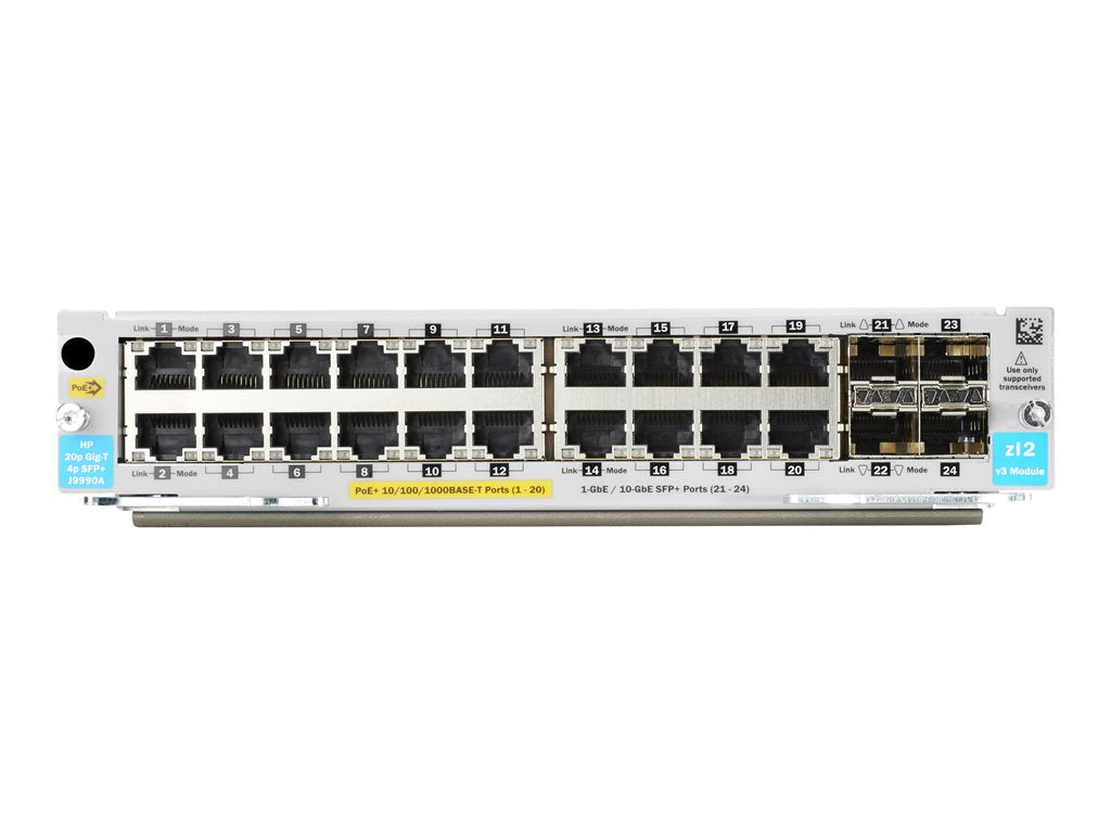 HPE Aruba MACsec v3 zl2 - Expansion module - Gigabit Ethernet (PoE+) x 20 + Gigabit Ethernet / 10 Gigabit SFP+ x 4 - for