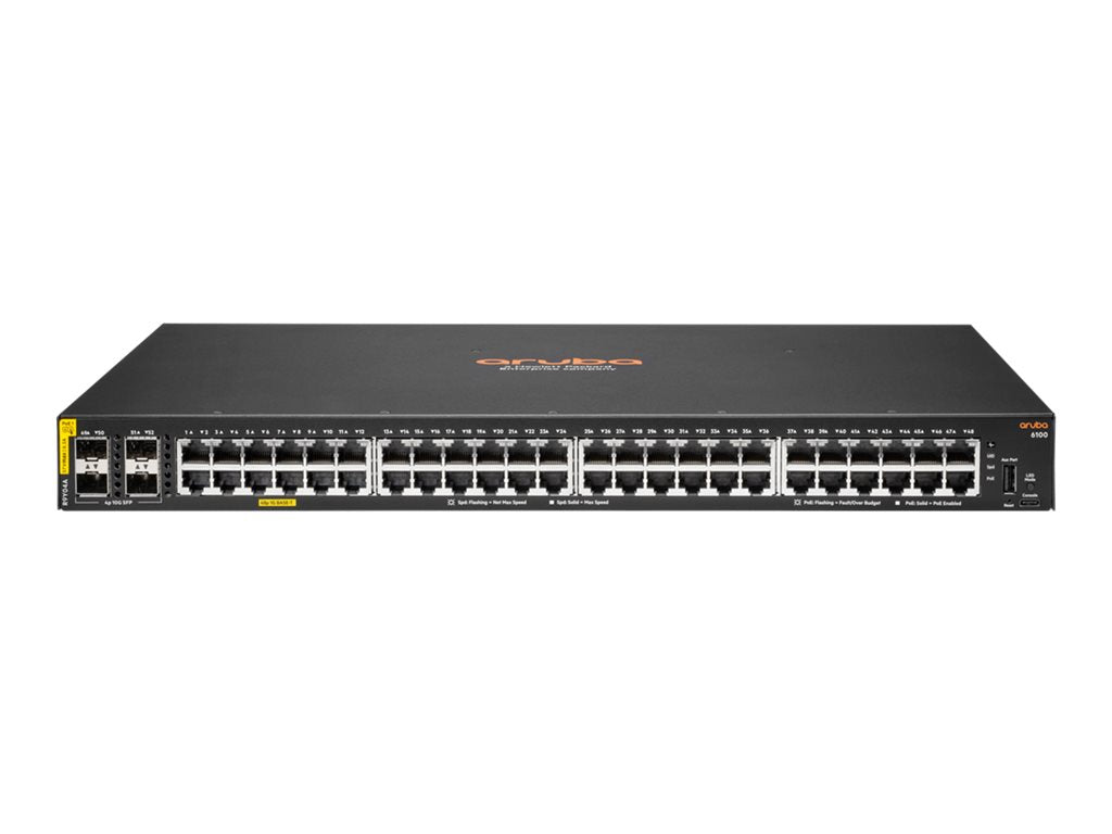 HPE Aruba Networking CX 6100 48G Class4 PoE 4SFP+ 740W Switch - Switch - L3 - managed - 48 x 10/100/1000 (PoE+) + 4 x 1 Gigabit R9Y04A#B2E