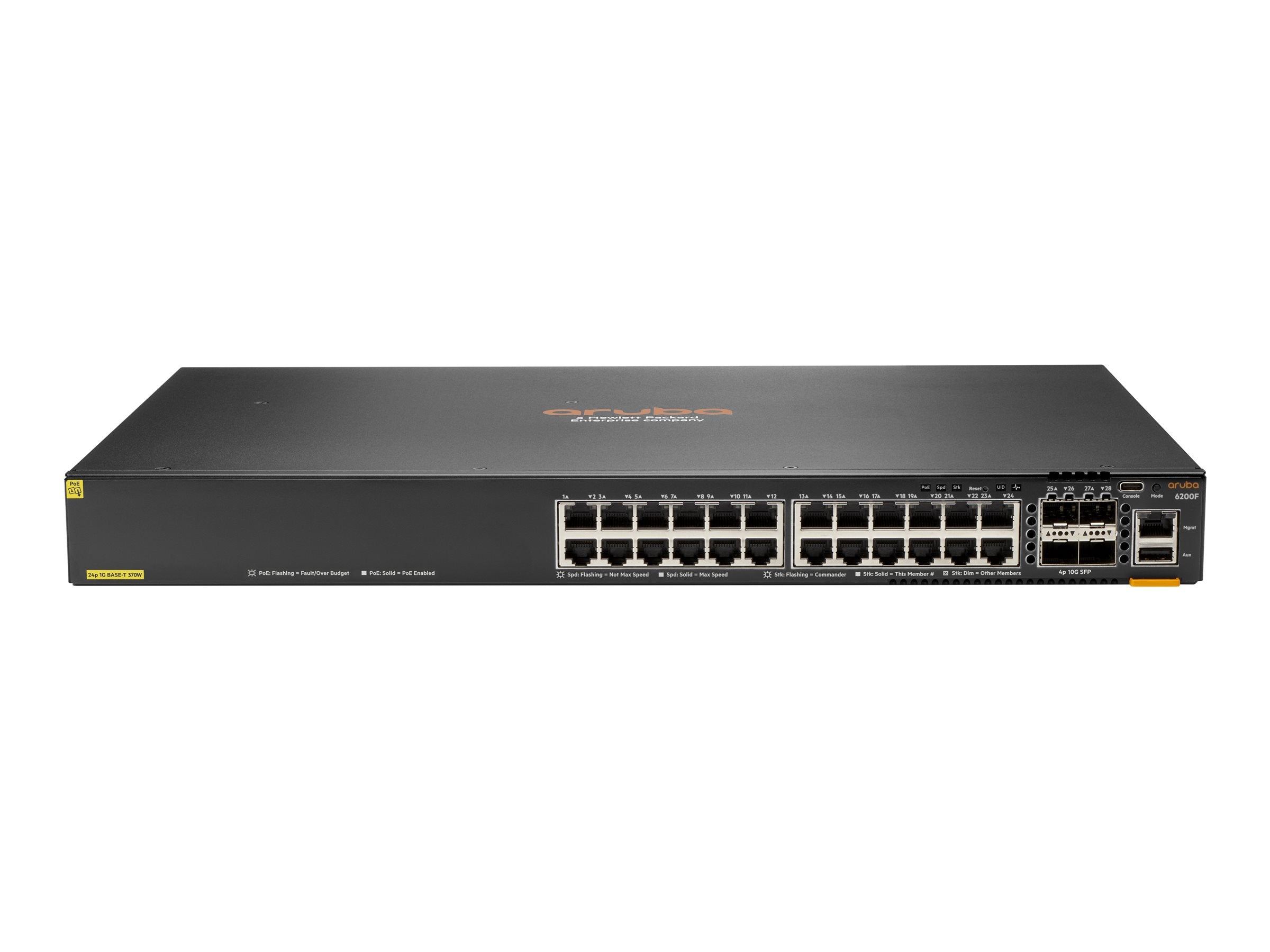 HPE Aruba Networking CX 6200F 24G 4SFP Switch - Switch - Max. Stacking Distance 10 kms - L3 - managed - 24 x 10/100/1000 + 4 S0M81A#B2E