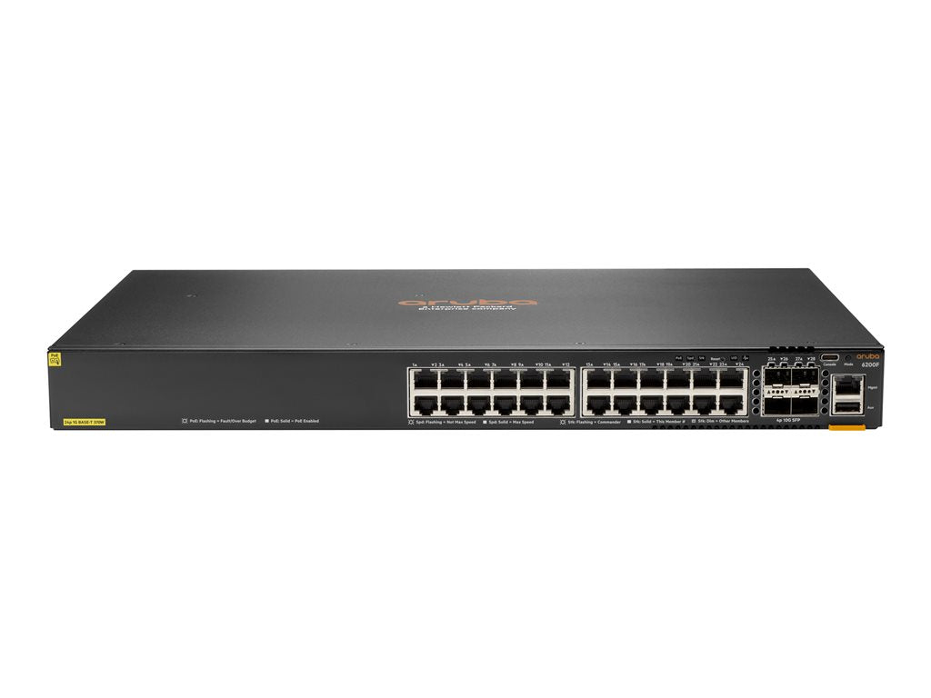 HPE Aruba Networking CX 6200F 24G Class 4 PoE 4SFP 370W Switch - Switch - Max. Stacking Distance 10 kms - L3 - managed - 24 x S0M82A#B2B